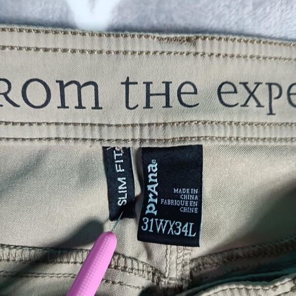 Prana Pants Men 31x33 Slim Fit Stretch Brion Slim Fit Performance Outdoor Travel - Picture 3 of 10